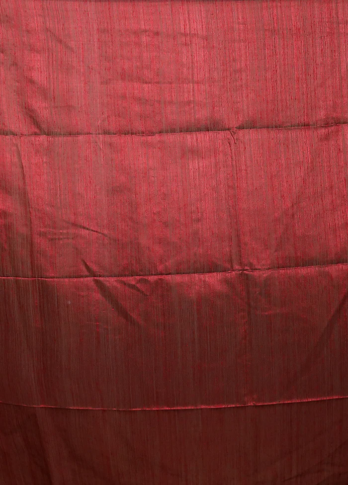 Maroon Handloom Matka Pure Silk Saree With Blouse Piece - Image 5