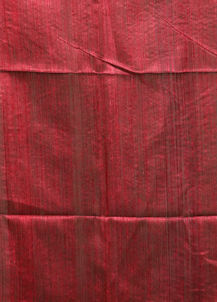 Maroon Handloom Matka Pure Silk Saree With Blouse Piece - Image 5