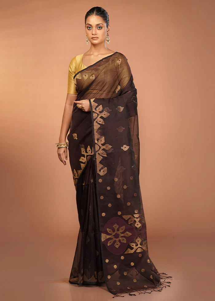 Maroon Handloom Matka Pure Silk Saree With Blouse Piece - Image 2
