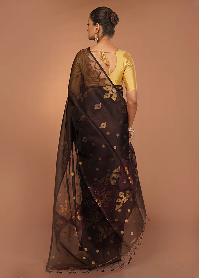 Maroon Handloom Matka Pure Silk Saree With Blouse Piece - Image 3