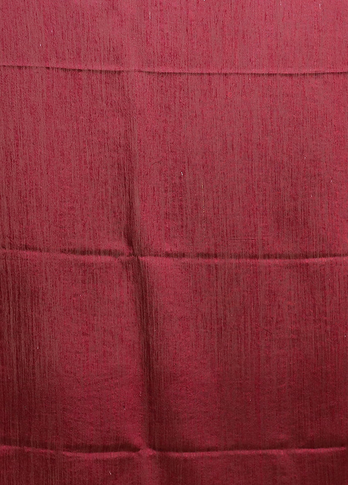 Maroon Handloom Matka Pure Silk Saree With Blouse Piece - Image 5