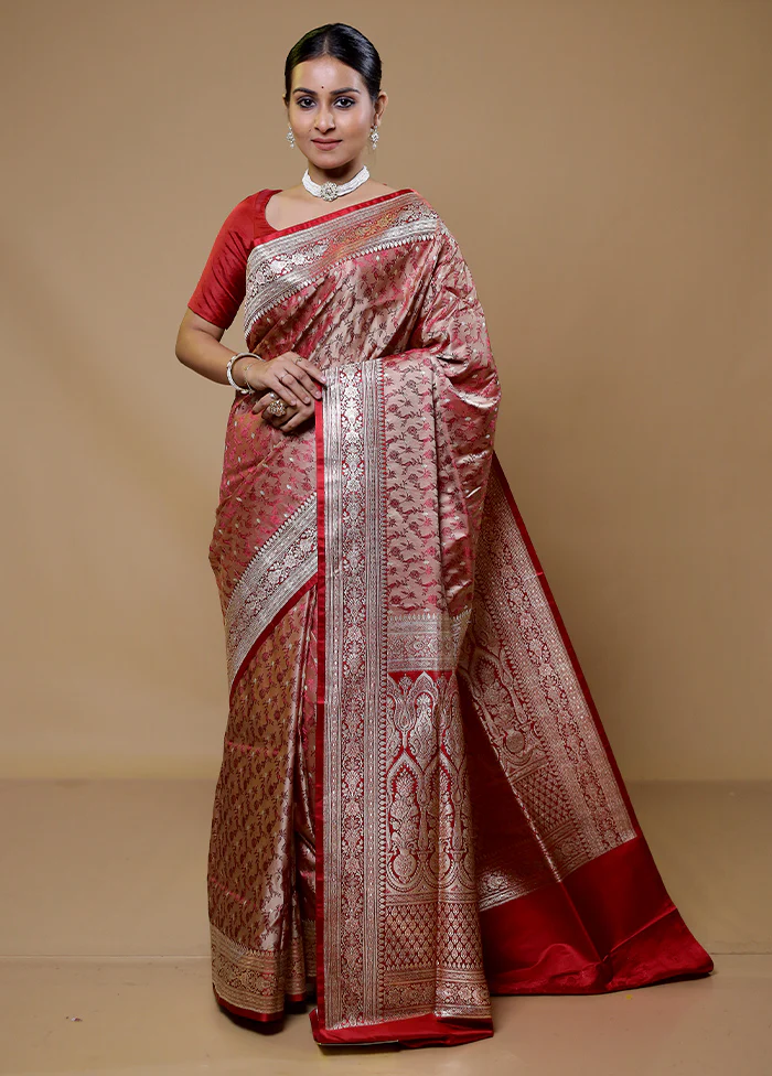 Maroon Handloom Tanchoi Pure Silk Saree With Blouse Piece - Image 2