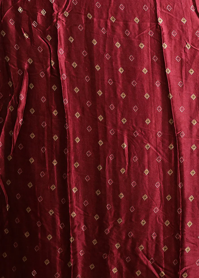 Maroon Handloom Tussar Pure Silk Saree With Blouse Piece - Image 5