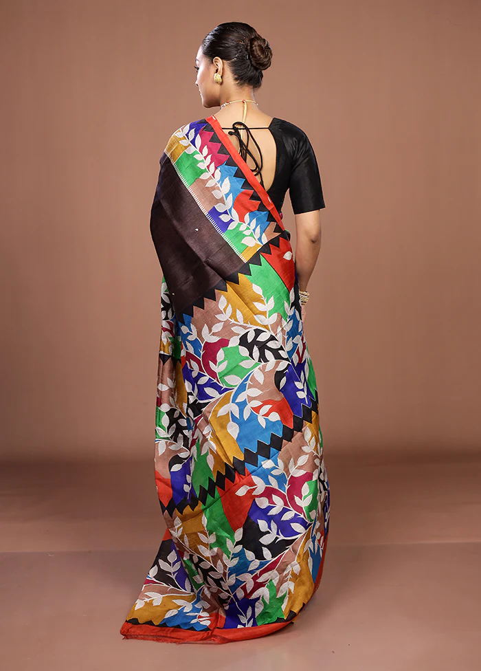 Maroon Handloom Tussar Pure Silk Saree With Blouse Piece - Image 3