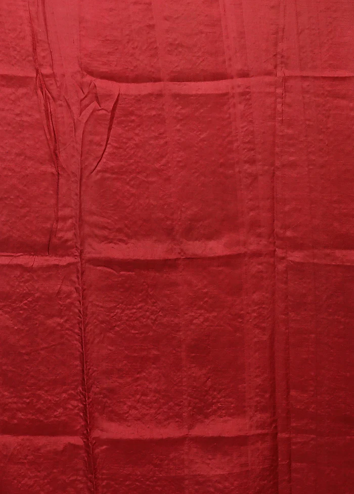 Maroon Handloom Tussar Pure Silk Saree With Blouse Piece - Image 5