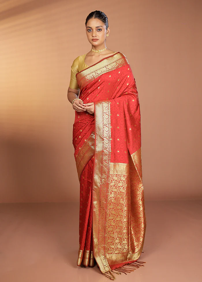 Maroon Kanjivaram Silk Saree With Blouse Piece - Image 2