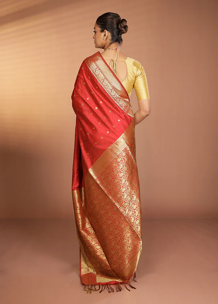 Maroon Kanjivaram Silk Saree With Blouse Piece - Image 3