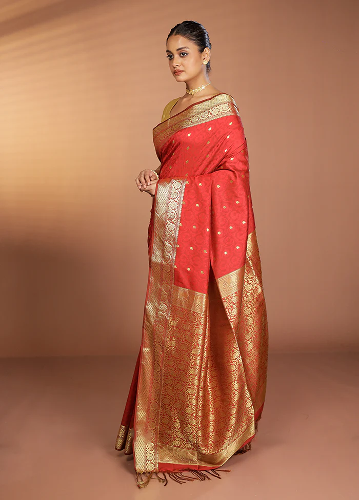 Maroon Kanjivaram Silk Saree With Blouse Piece - Image 4