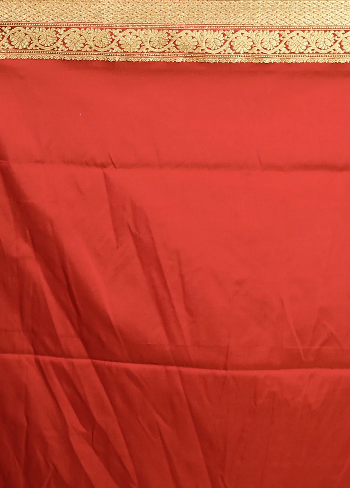 Maroon Kanjivaram Silk Saree With Blouse Piece - Image 5