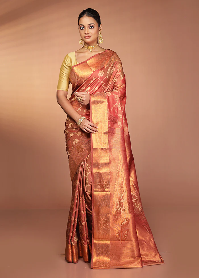Maroon Kanjivaram Silk Saree With Blouse Piece - Image 2
