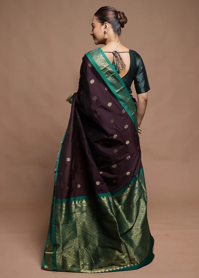 Maroon Kanjivaram Silk Saree With Blouse Piece - Image 3