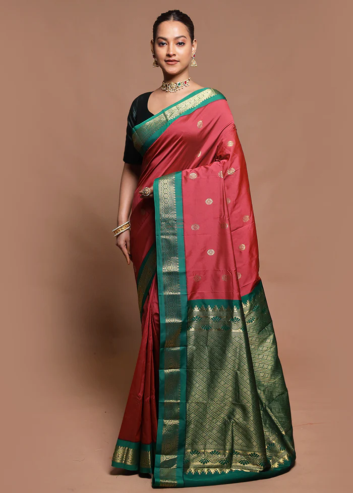 Maroon Kanjivaram Silk Saree With Blouse Piece