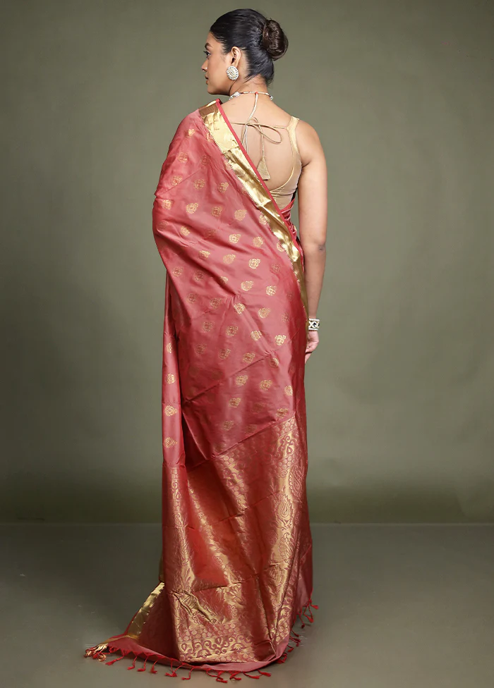 Maroon Kanjivaram Silk Saree With Blouse Piece - Image 3