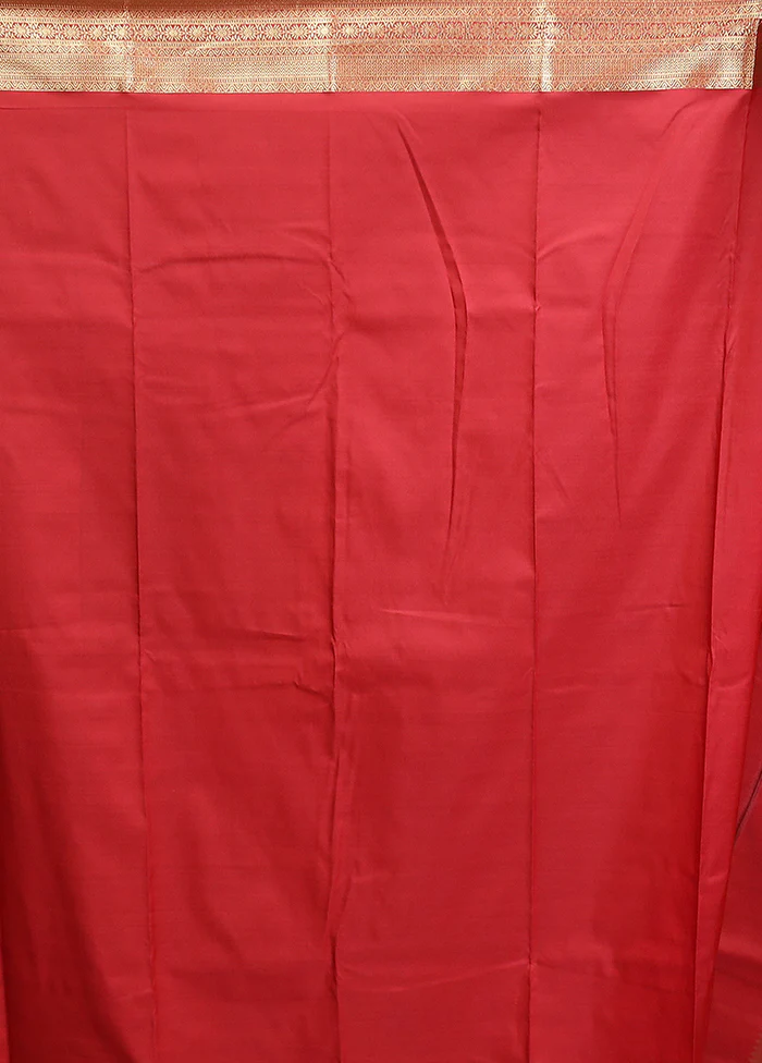 Maroon Kanjivaram Silk Saree With Blouse Piece - Image 5