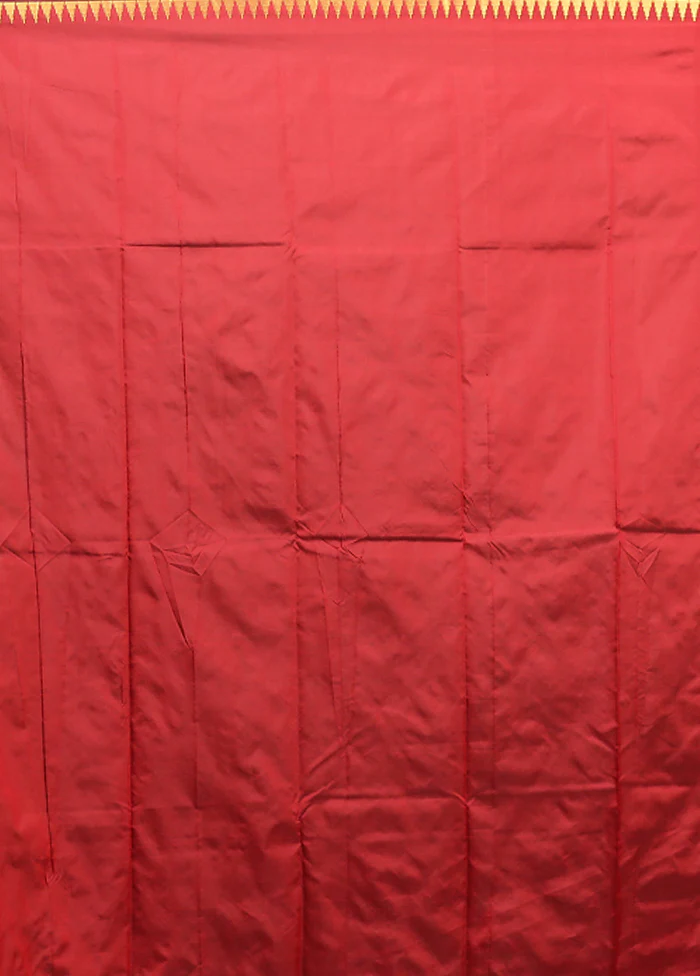 Maroon Kanjivaram Silk Saree With Blouse Piece - Image 5