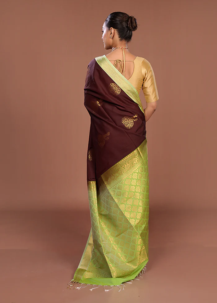 Maroon Kanjivaram Silk Saree With Blouse Piece - Image 3