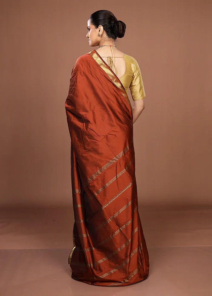 Maroon Kanjivaram Silk Saree With Blouse Piece - Image 3