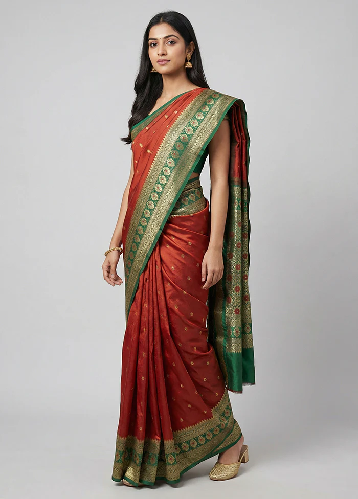 Maroon Kanjivaram Silk Saree With Blouse Piece