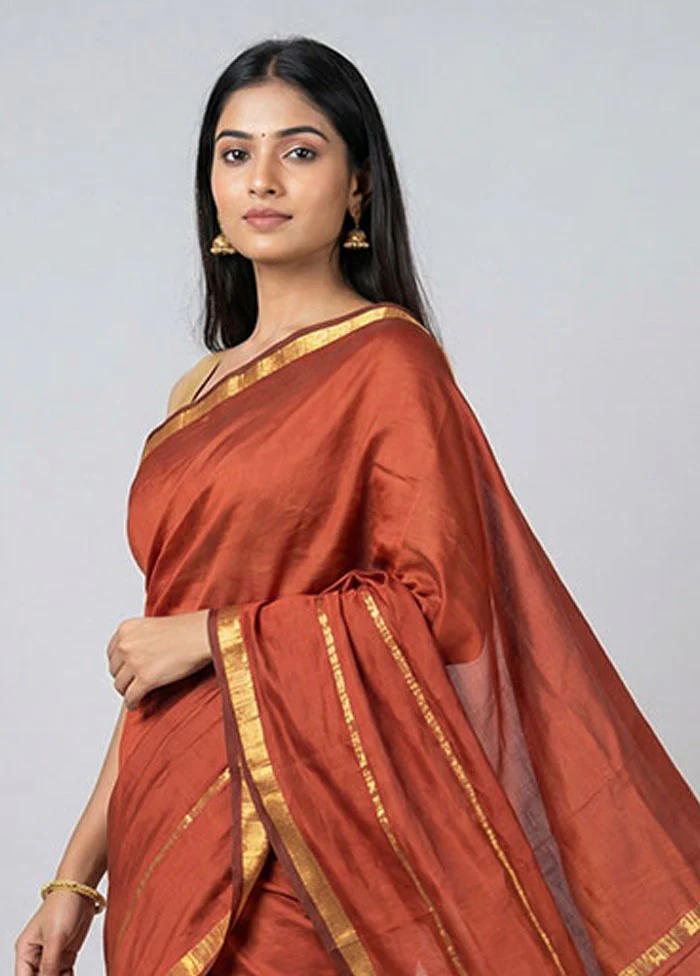 Maroon Kanjivaram Silk Saree With Blouse Piece - Image 2