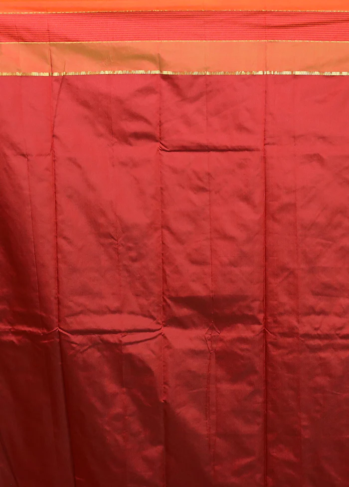 Maroon Kanjivaram Silk Saree With Blouse Piece - Image 5