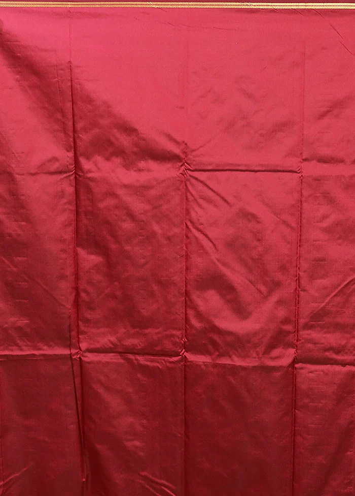 Maroon Kanjivaram Silk Saree With Blouse Piece - Image 5