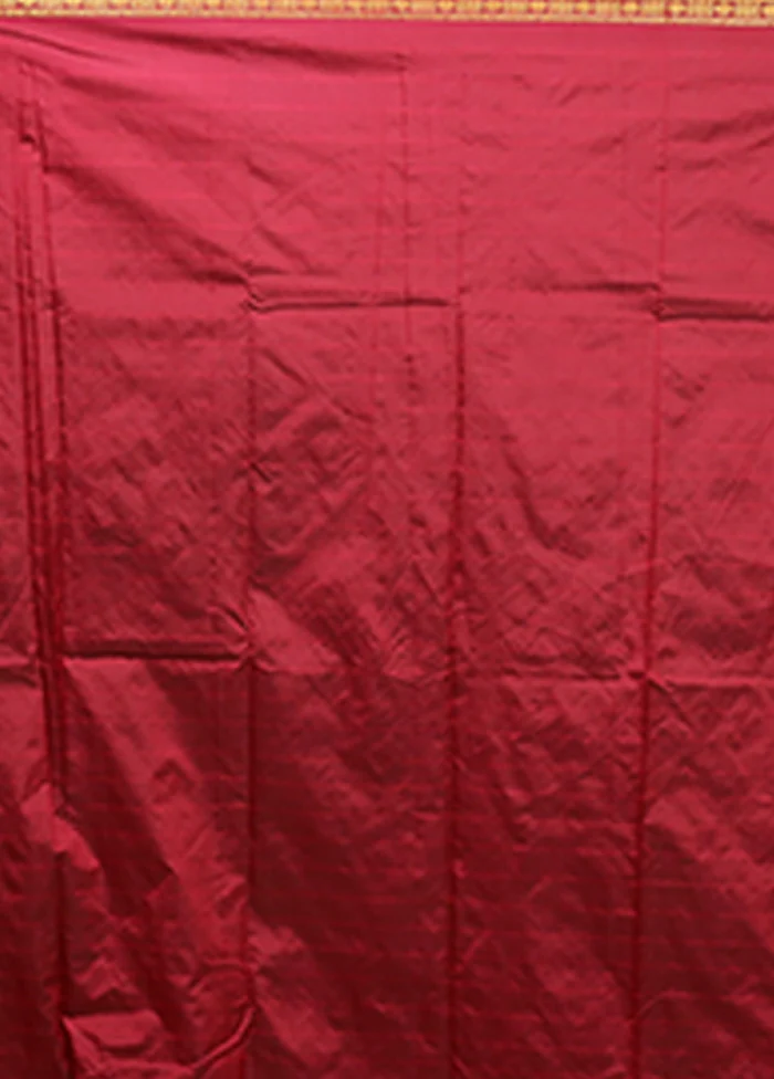 Maroon Kanjivaram Silk Saree With Blouse Piece - Image 5