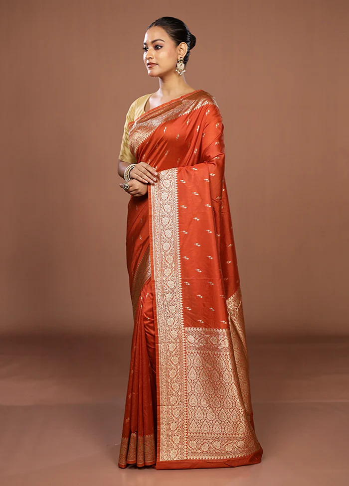 Brown Katan Silk Saree With Blouse Piece - Image 4