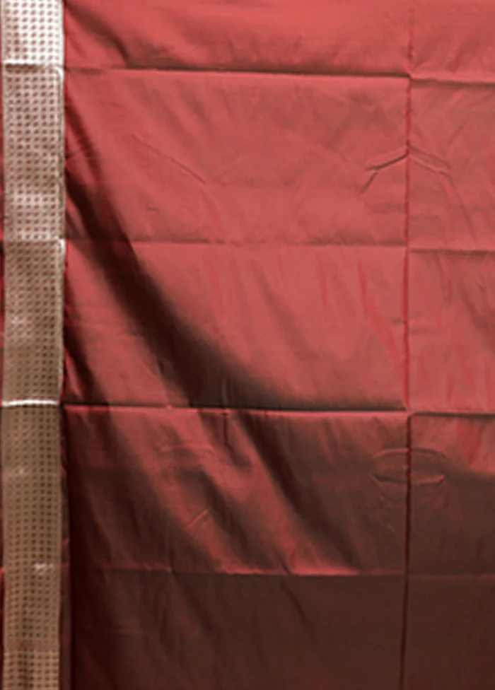 Maroon Katan Silk Saree With Blouse Piece - Image 5