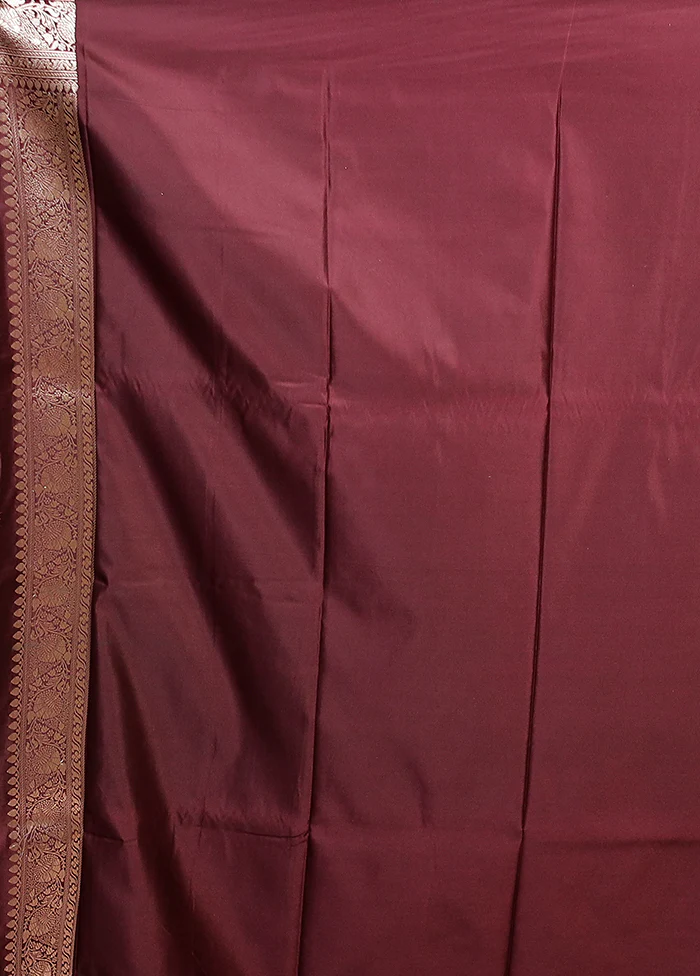 Maroon Katan Silk Saree With Blouse Piece - Image 5