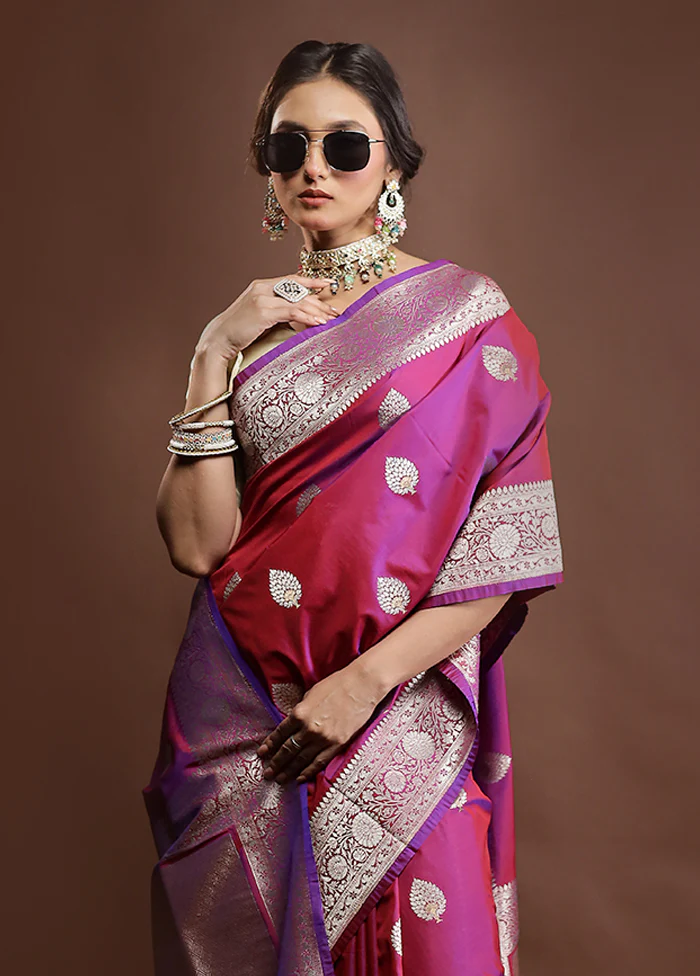 Maroon Katan Silk Saree With Blouse Piece