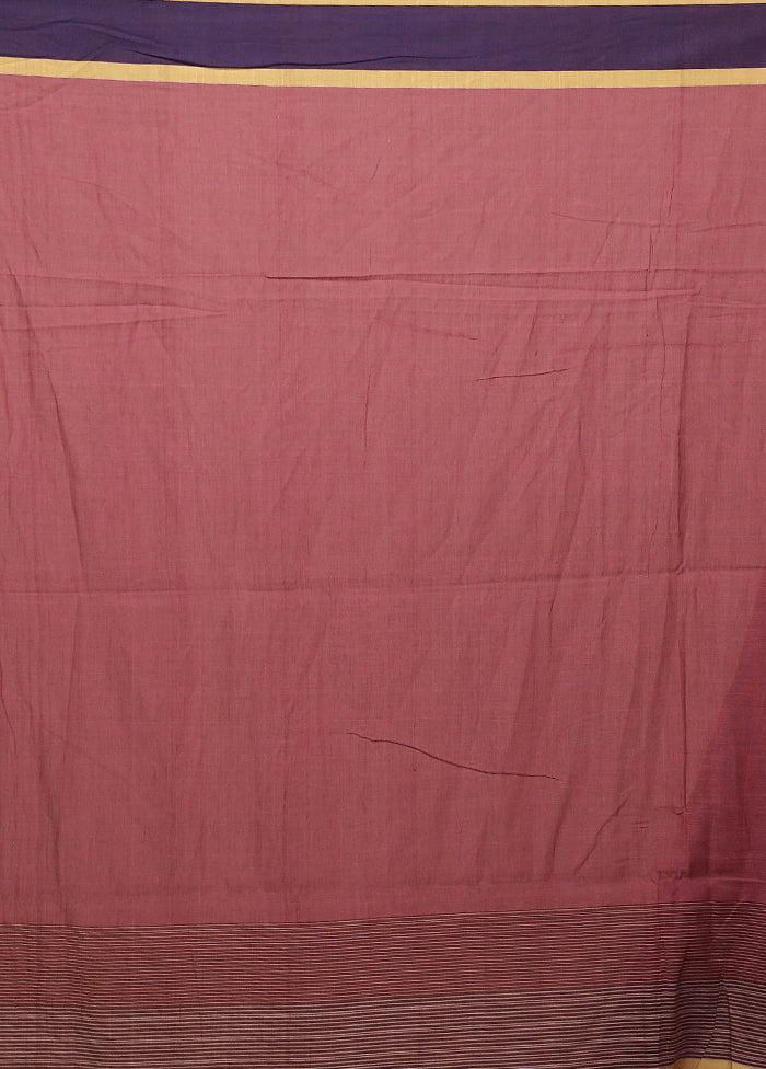 Maroon Khadi Cotton Saree With Blouse Piece - Image 5