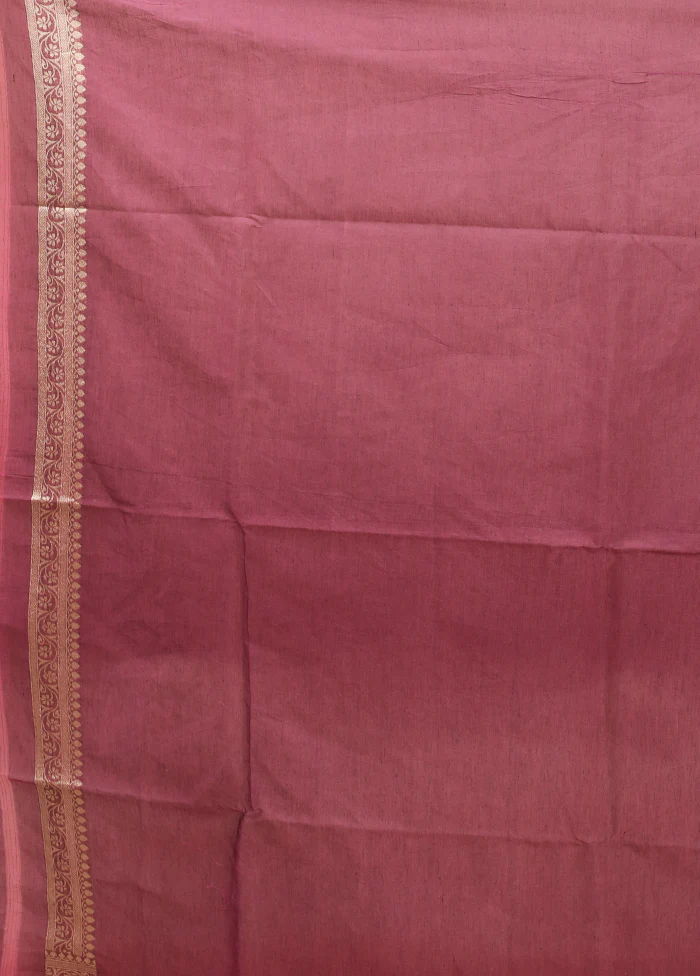 Maroon Kora Silk Saree With Blouse Piece - Image 5