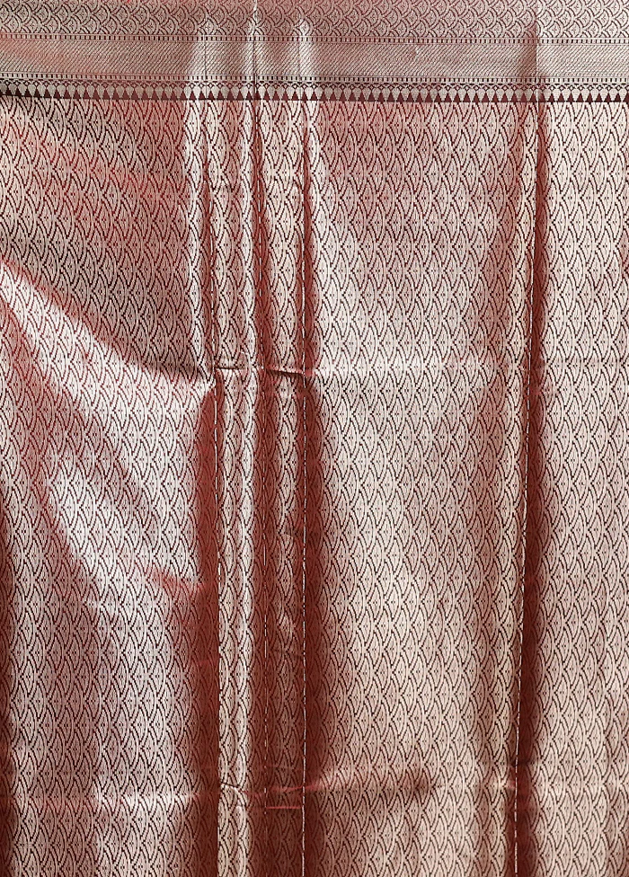 Maroon Kora Silk Saree With Blouse Piece - Image 5