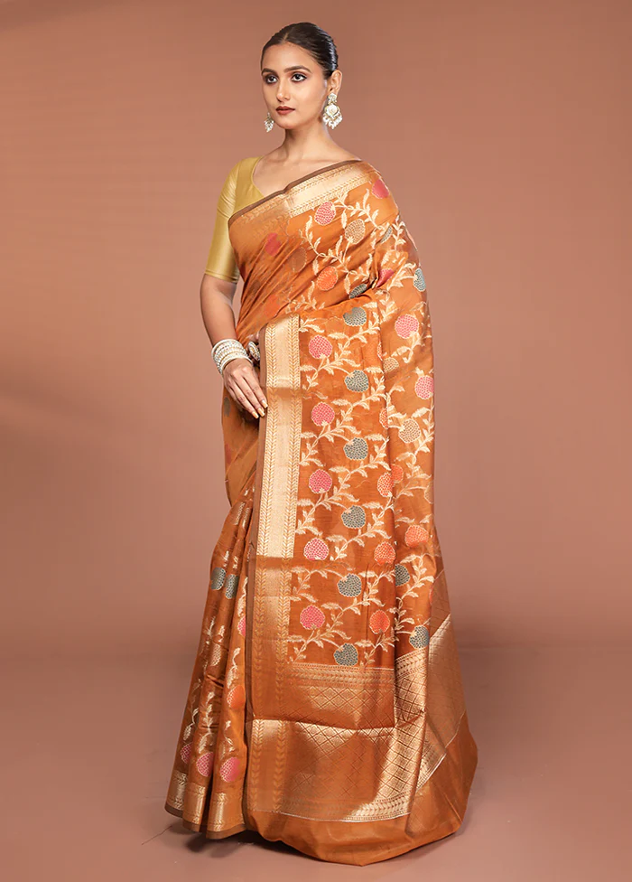Maroon Kora Silk Saree With Blouse Piece - Image 4