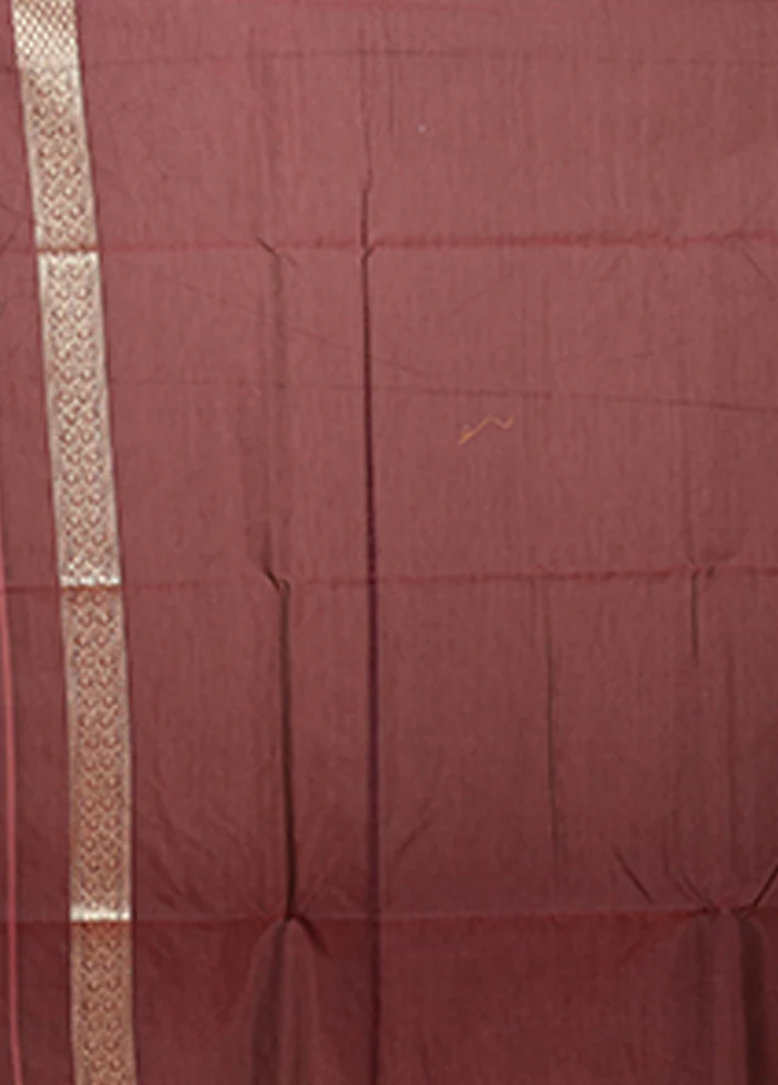 Maroon Kora Silk Saree With Blouse Piece - Image 5