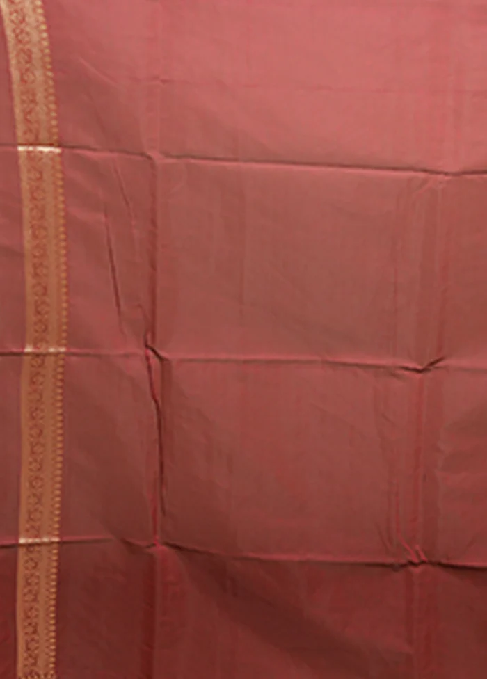Maroon Kora Silk Saree With Blouse Piece - Image 5
