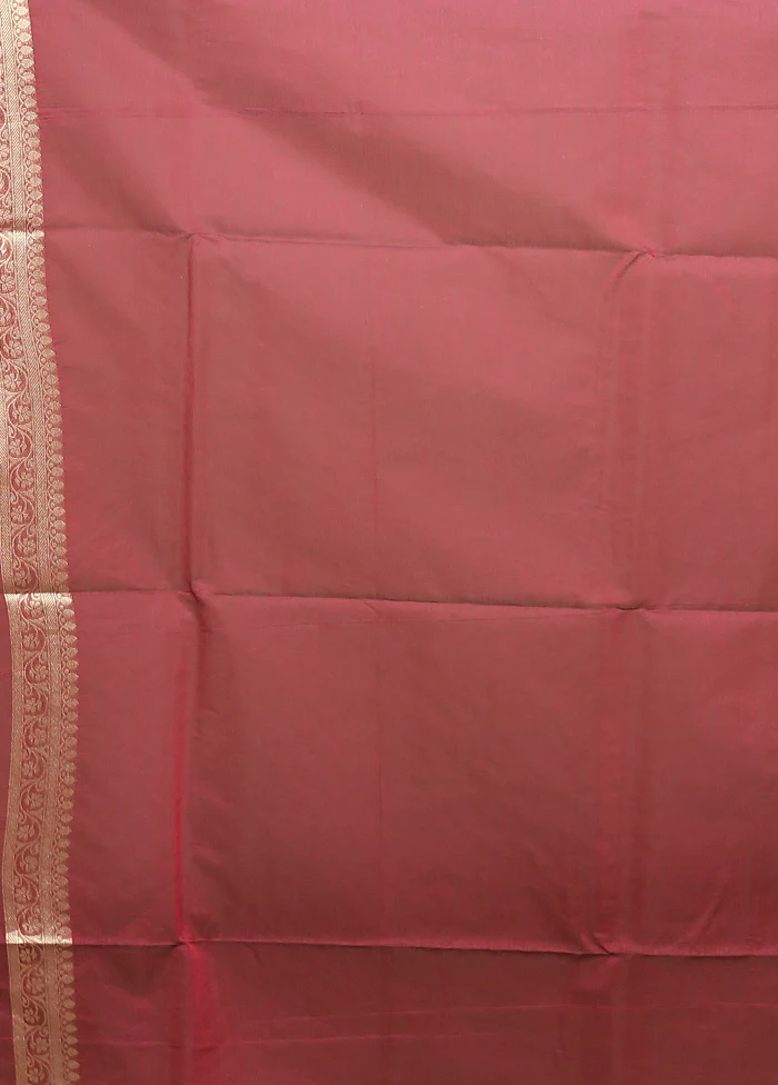 Maroon Kora Silk Saree With Blouse Piece - Image 5