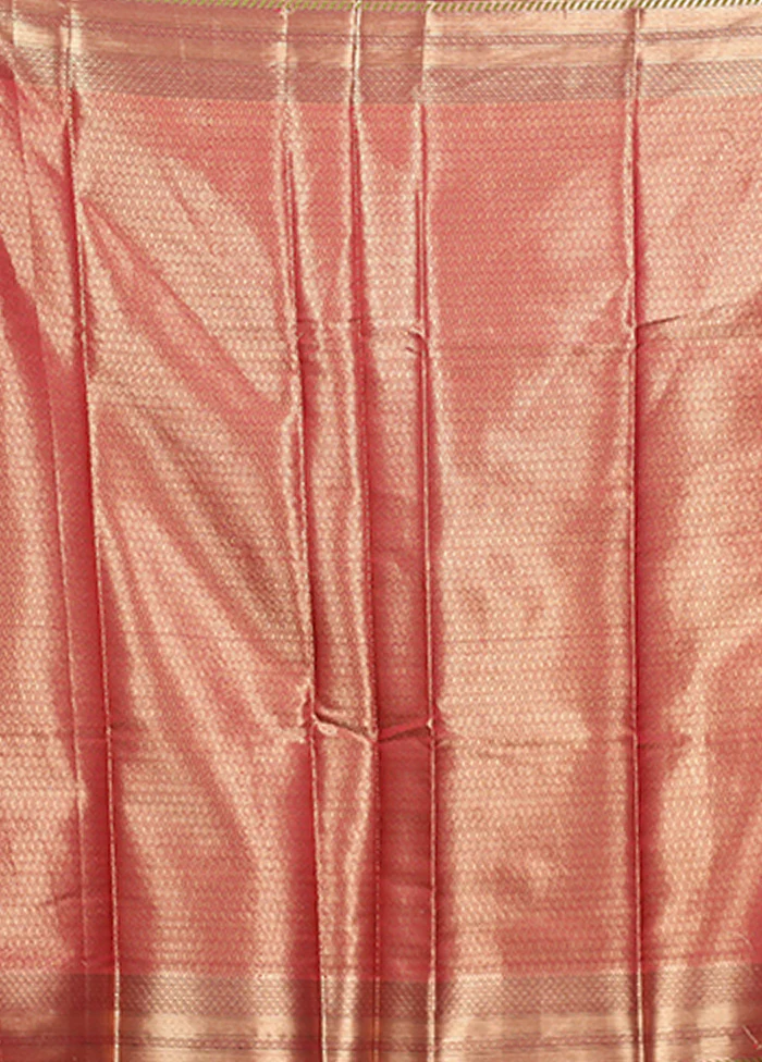 Maroon Kora Silk Saree With Blouse Piece - Image 5