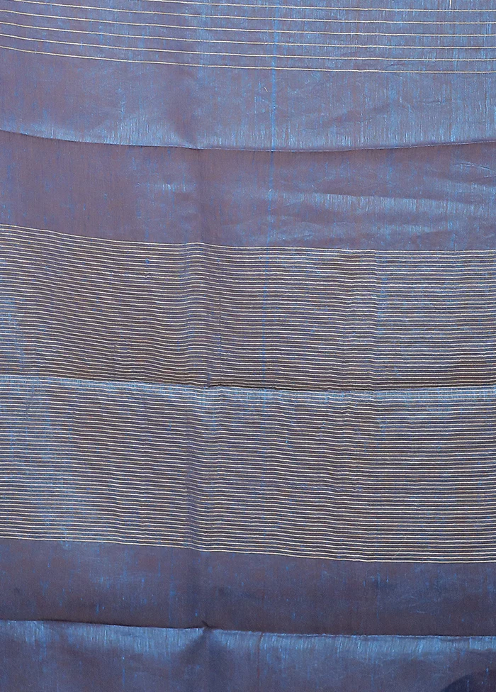 Maroon Linen Silk Saree With Blouse Piece - Image 5