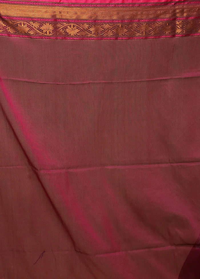 Maroon Matka Silk Saree With Blouse Piece - Image 5