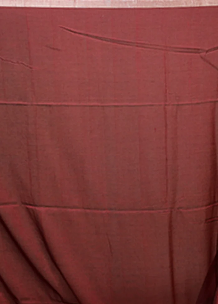 Maroon Matka Silk Saree With Blouse Piece - Image 5