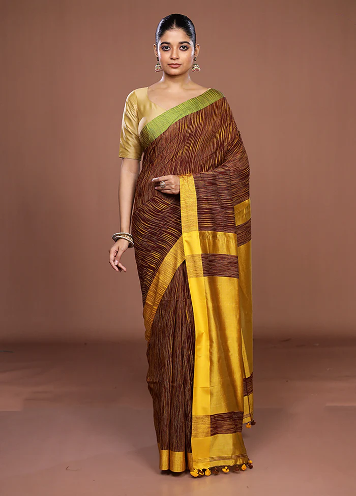 Maroon Matka Silk Saree With Blouse Piece - Image 2