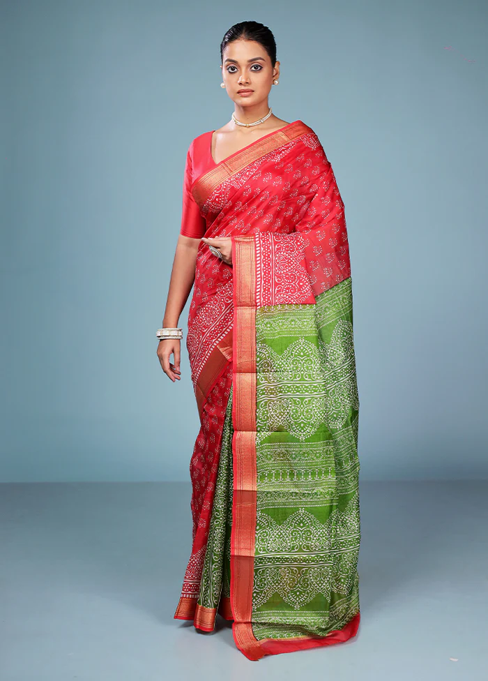 Maroon Printed Pure Silk Saree Without Blouse Piece - Image 2