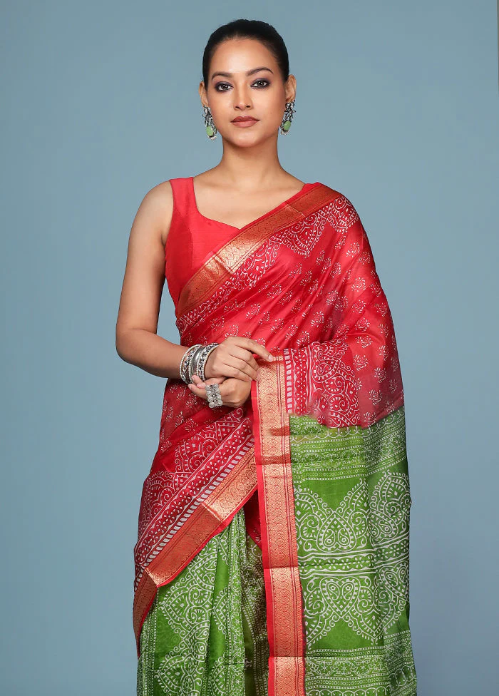 Maroon Printed Pure Silk Saree Without Blouse Piece