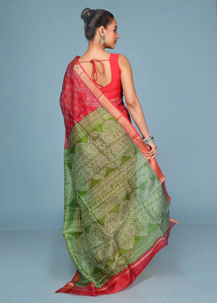 Maroon Printed Pure Silk Saree Without Blouse Piece - Image 3