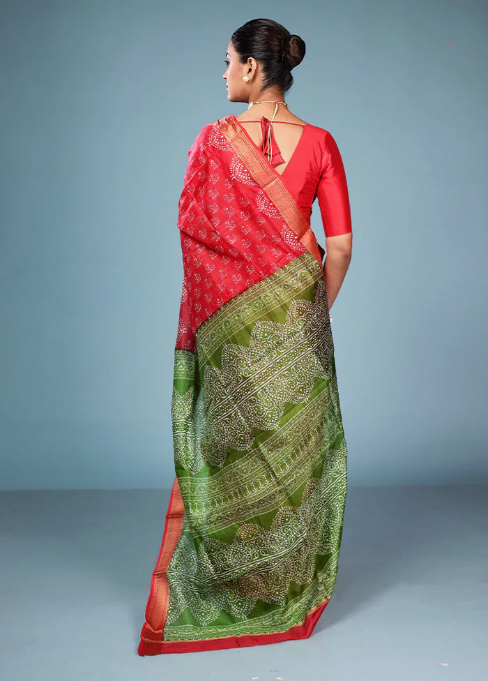 Maroon Printed Pure Silk Saree Without Blouse Piece - Image 3