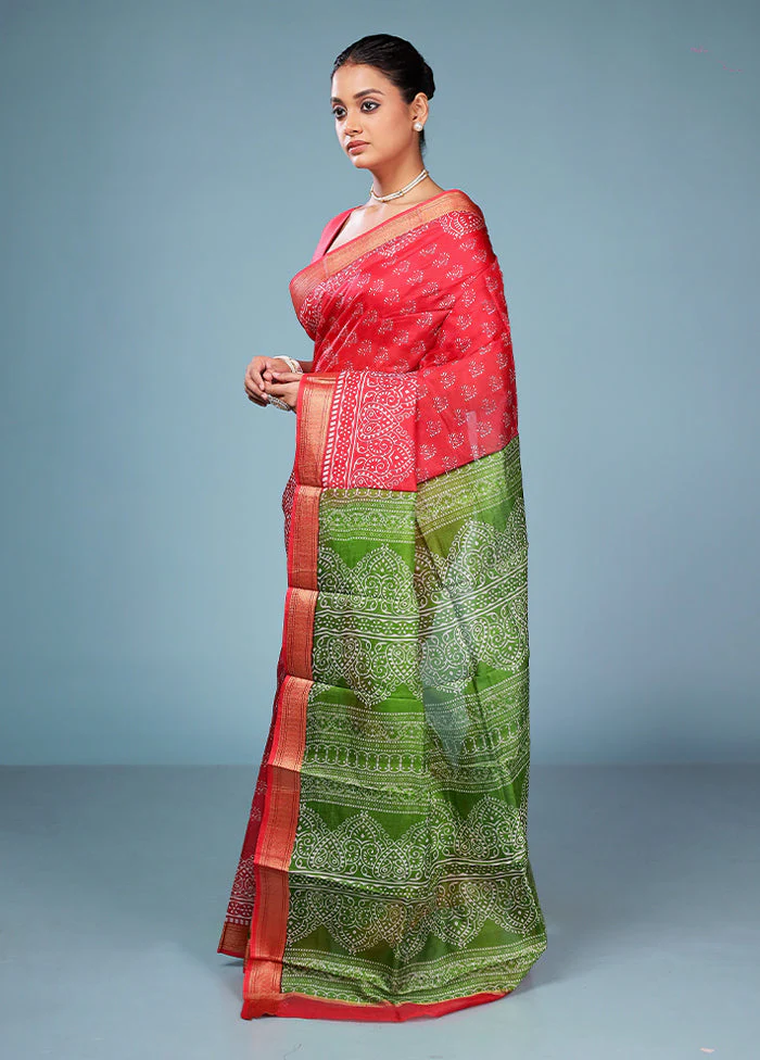 Maroon Printed Pure Silk Saree Without Blouse Piece - Image 4