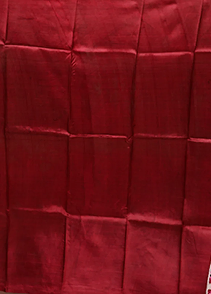 Maroon Printed Pure Silk Saree Without Blouse Piece - Image 5