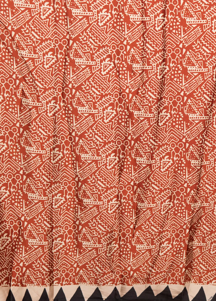 Maroon Printed Silk Saree Without Blouse Piece - Image 5