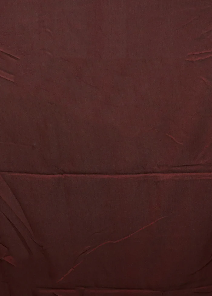 Maroon Pure Cotton Saree With Blouse Piece - Image 5